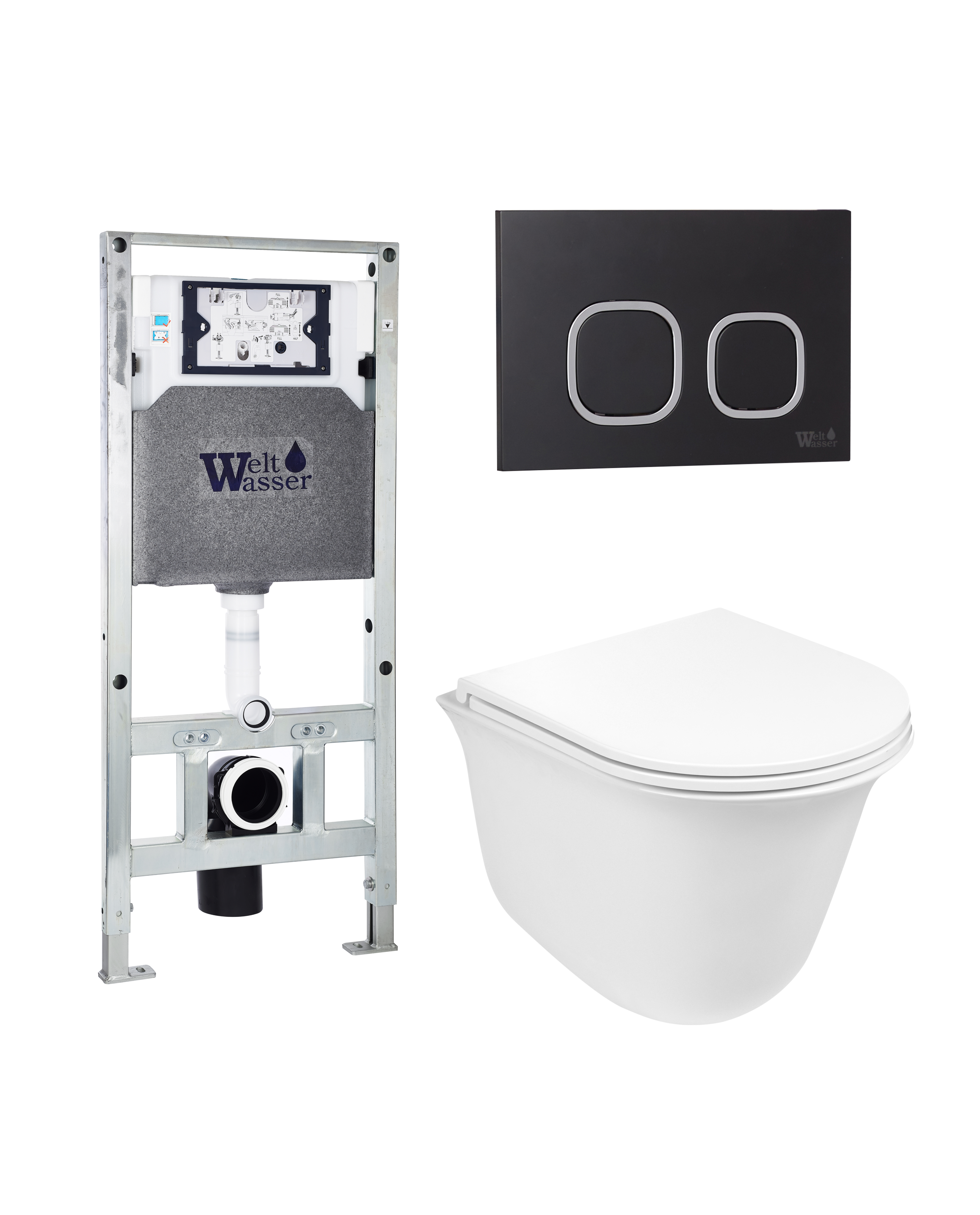 комплект welt-wasser amberg 506 st + telbach 004 gl-wt + amberg rd-bl с черной клавишей
