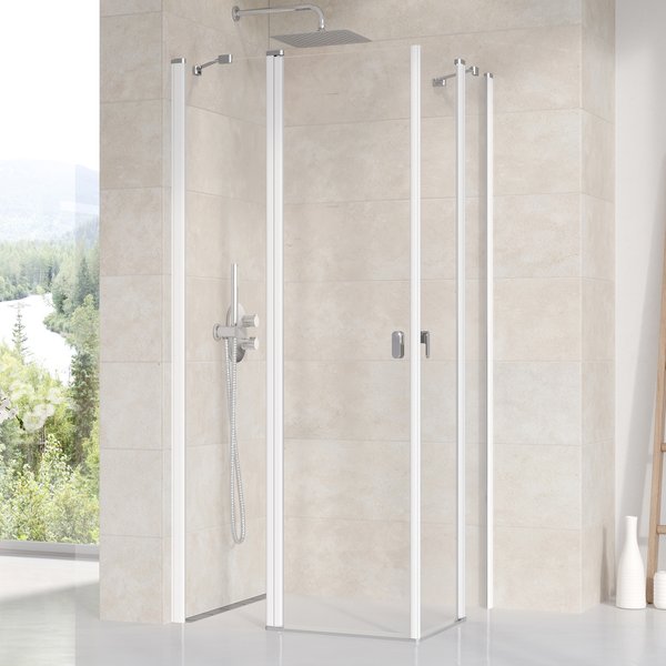 душевой уголок ravak chrome crv2+crv2 120x80 стекла прозрачные, профиль белый
