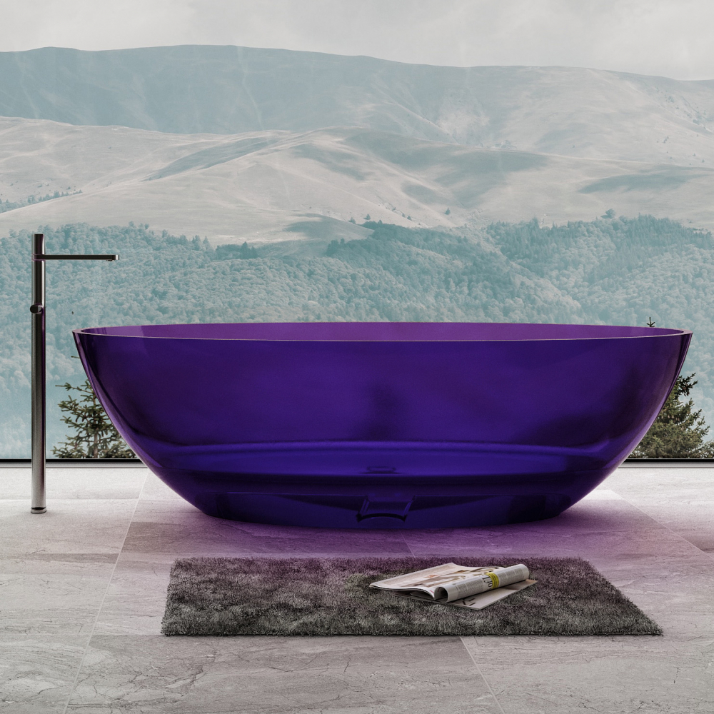 ванна из полиэфирной смолы abber kristall at9702amethyst 180x85 прозрачный/фиолетовый