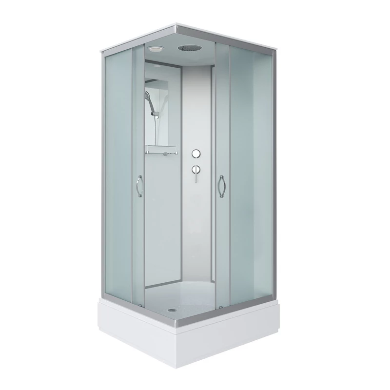 душевая кабина niagara classic ng-33084-14q 100x80 стекла матовые, профиль серебро