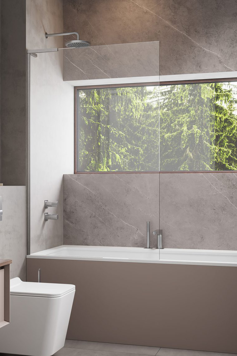 шторка на ванну radaway modo sl brushed nickel pnj ii 70x150 левый, стекла прозрачные, профиль брашированный никель