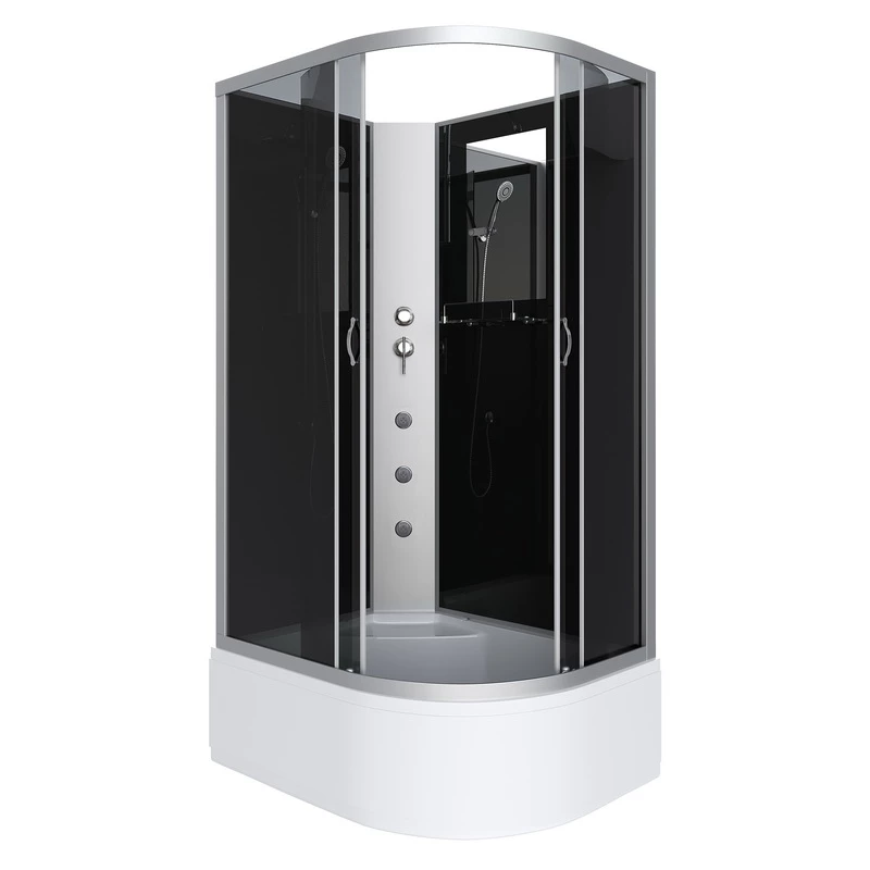 душевая кабина niagara ng-2510-14lbkg 120x80 левая, без крыши, с гидромассажем, стекла тонированные, профиль серебро