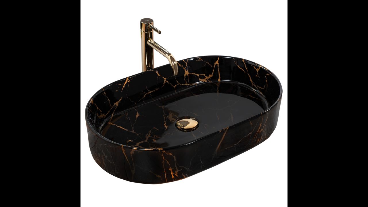 умывальник накладной rea nadia 60 black marble shiny rea-u0539 черный мрамор