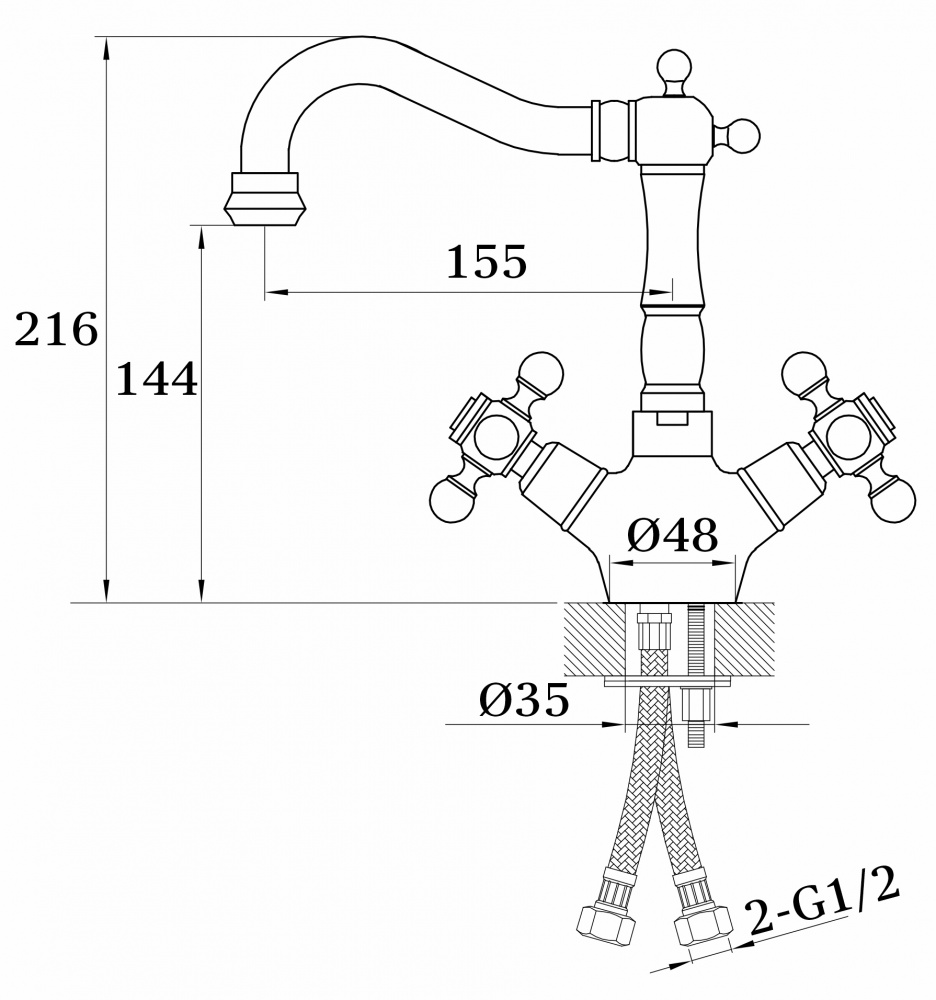 смеситель для умывальника ganzer gz09112-d бронза