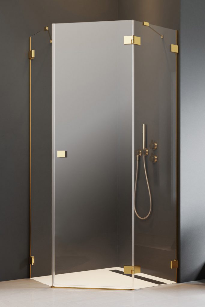 душевой уголок radaway essenza pro gold ptj 90r 90x80 стекла прозрачные, профиль золото