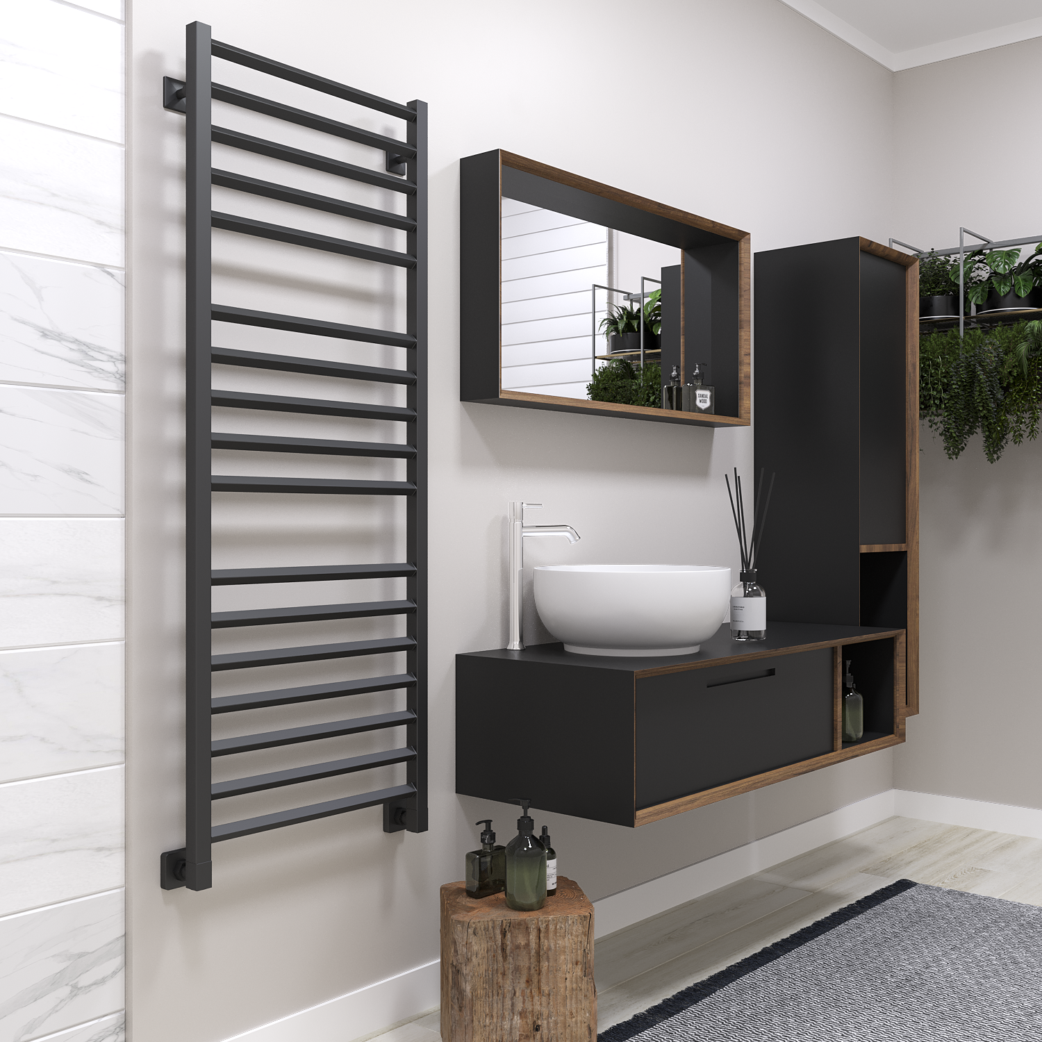 полотенцесушитель водяной stinox sorento luxe 50x140 черный матовый
