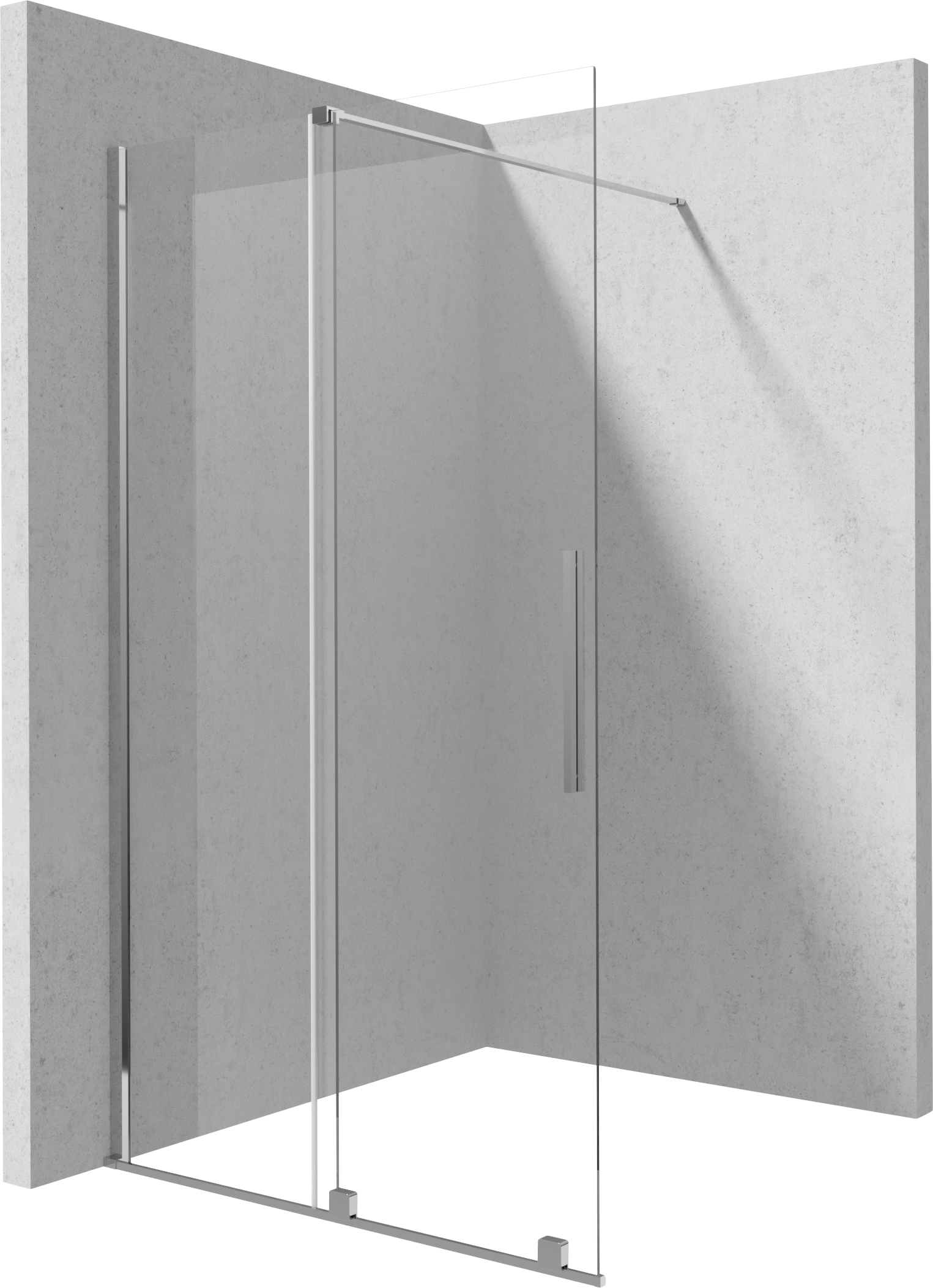 душевой уголок deante prizma walk-in ktj_034r 140x195 прозрачное стекло / профиль хром