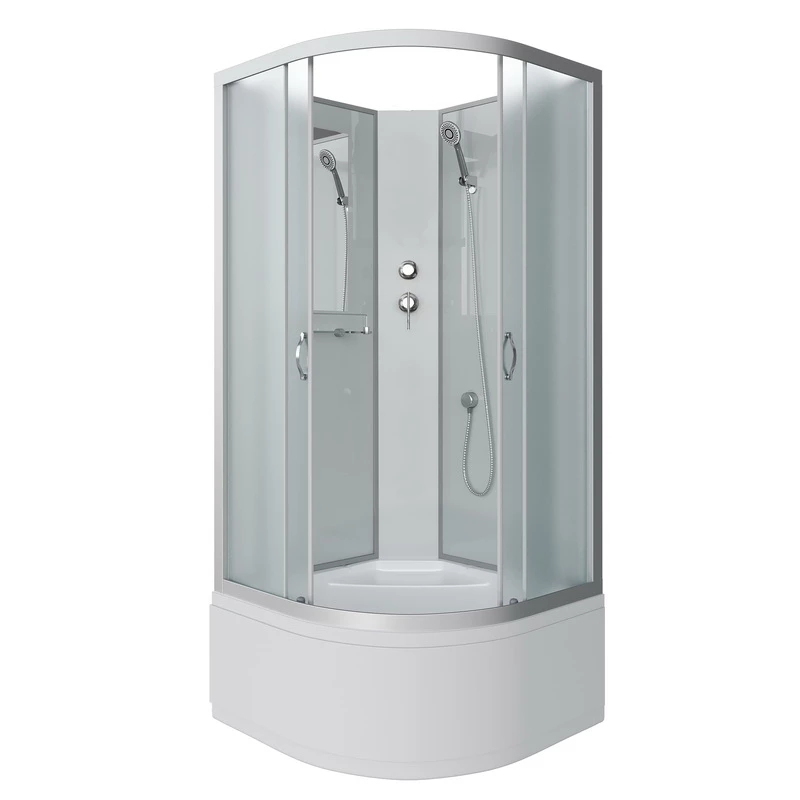 душевая кабина niagara ng-2309-14bk 100x100 без крыши, стекла матовые, профиль серебро