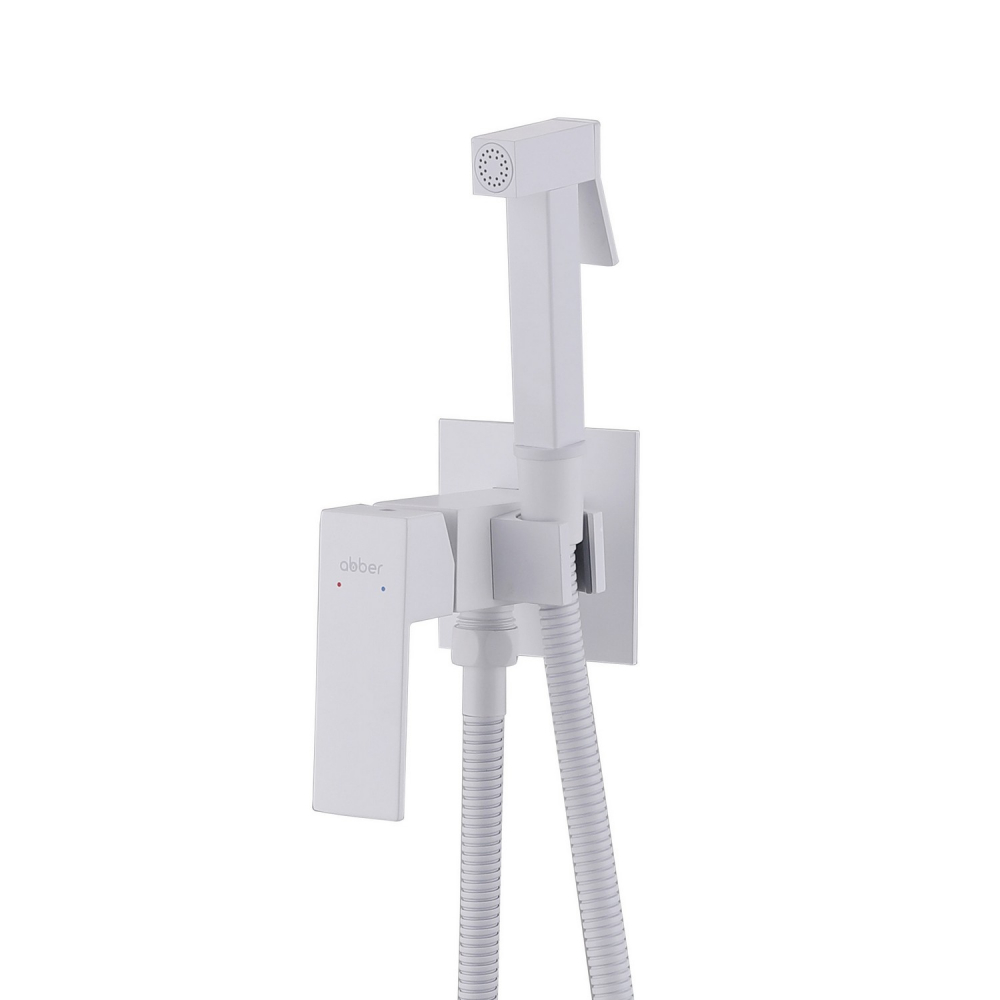 смеситель с гигиеническим душем abber daheim af8226w белый матовый