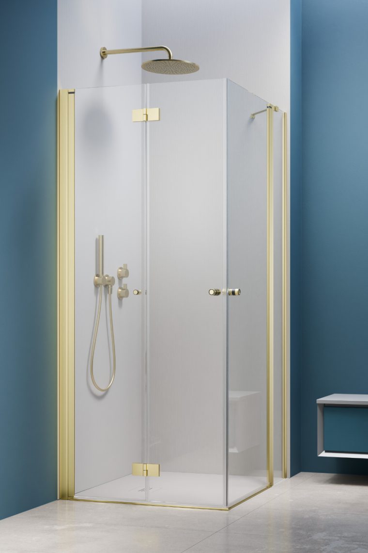 душевой уголок radaway nes 6 brushed light gold kdd b / kdd ii 80x100 левый, стекла прозрачные, профиль брашированное светлое золото