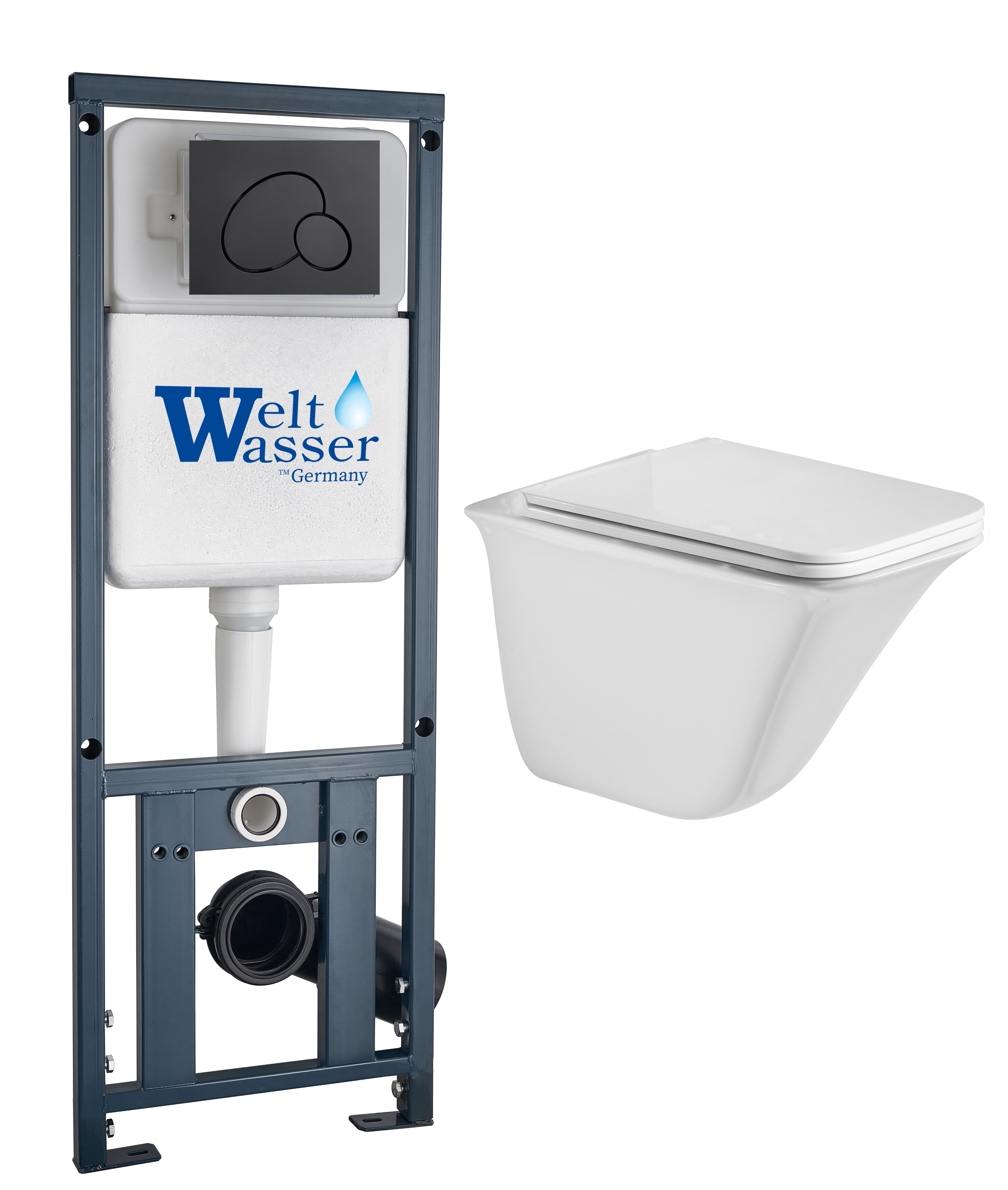 комплект инсталляции welt-wasser marberg 410 с унитазом rotbach 004 gl-wt и клавишей смыва mar 410 rd mt-bl черный матовый