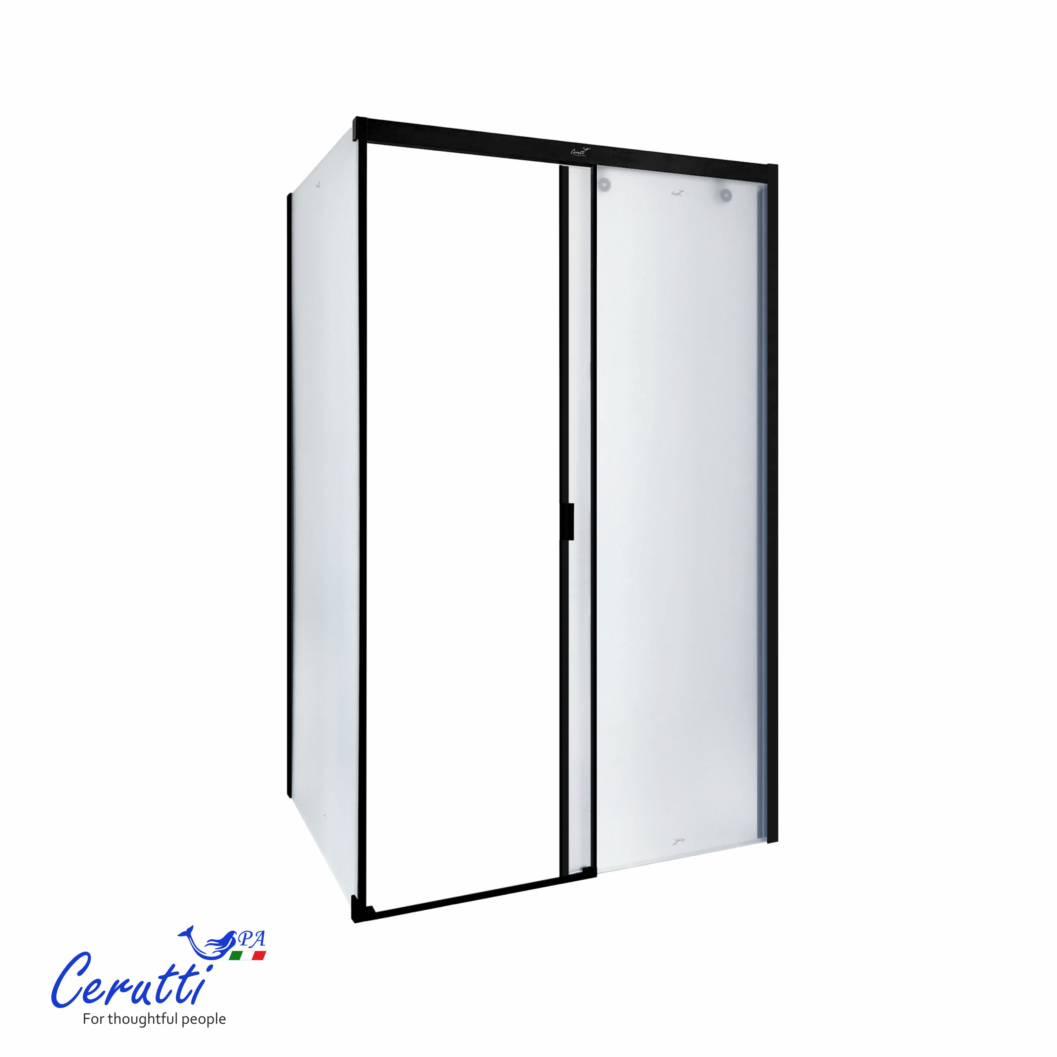 душевой уголок ceruttispa marbella120bf r 80x120 правый, стекла матовые, профиль черный