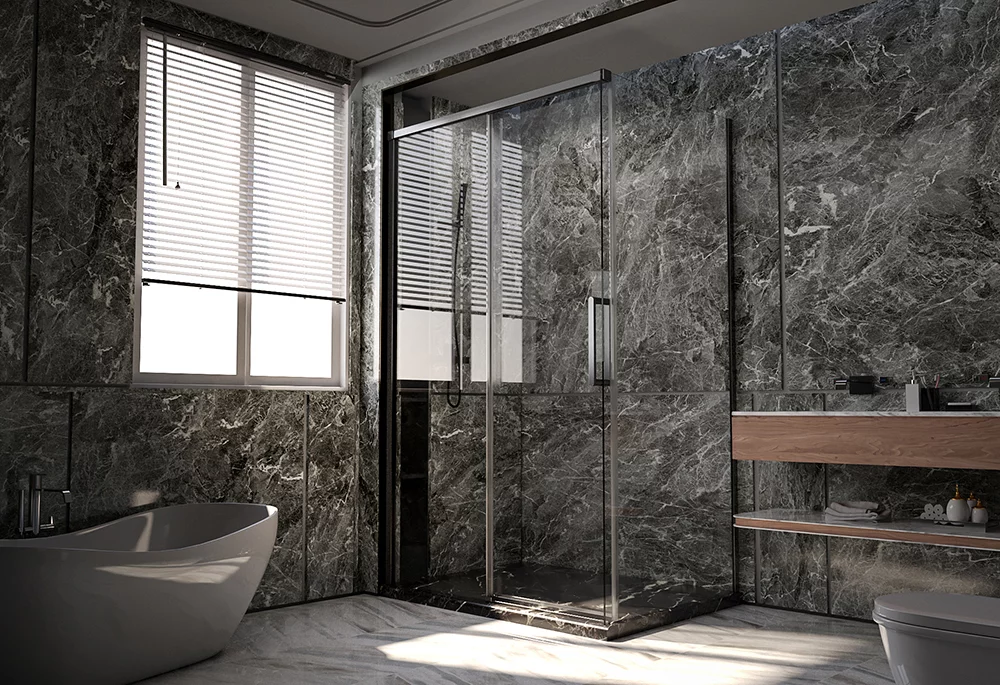 душевой уголок veconi premium trento ptc-sp-40gr 120x90 прозрачные стекла / профиль брашированный графит