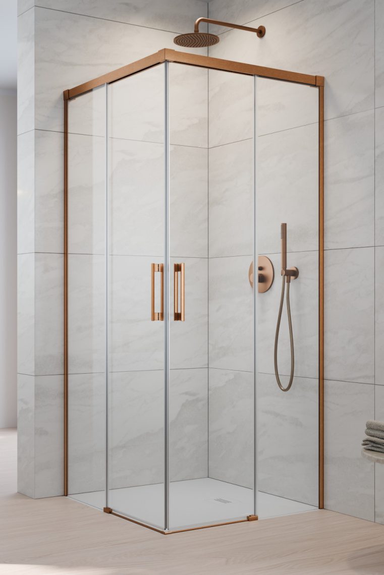 душевой уголок radaway idea brushed copper kdd 80x90 стекла прозрачные, профиль брашированная медь