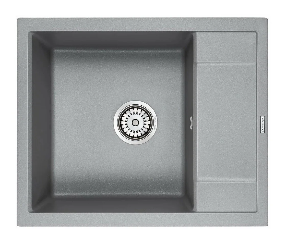 мойка кухонная paulmark optimum pm216050-grm 60x50 серый металлик