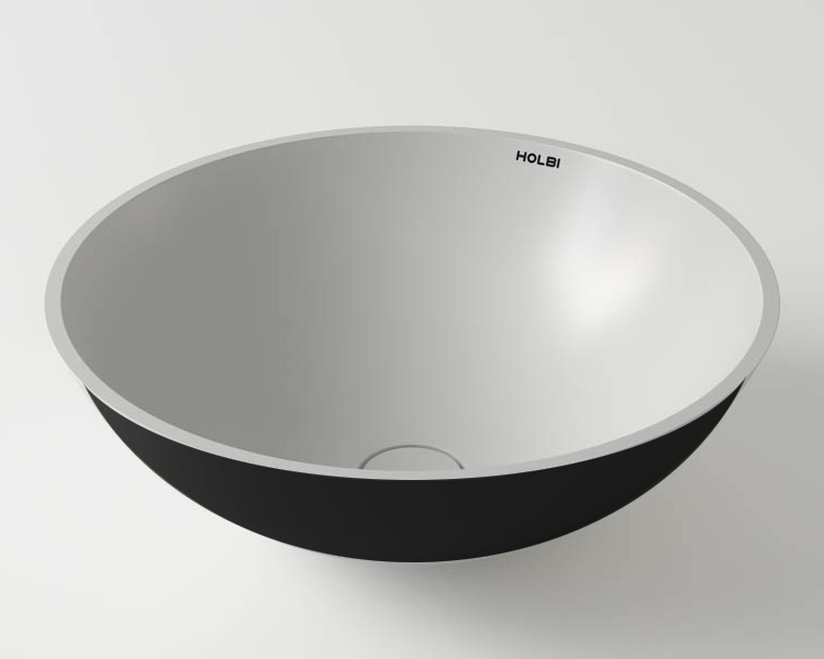 умывальник накладной holbi demeter 40,5x40,5 sd внутри белый, снаружи черный