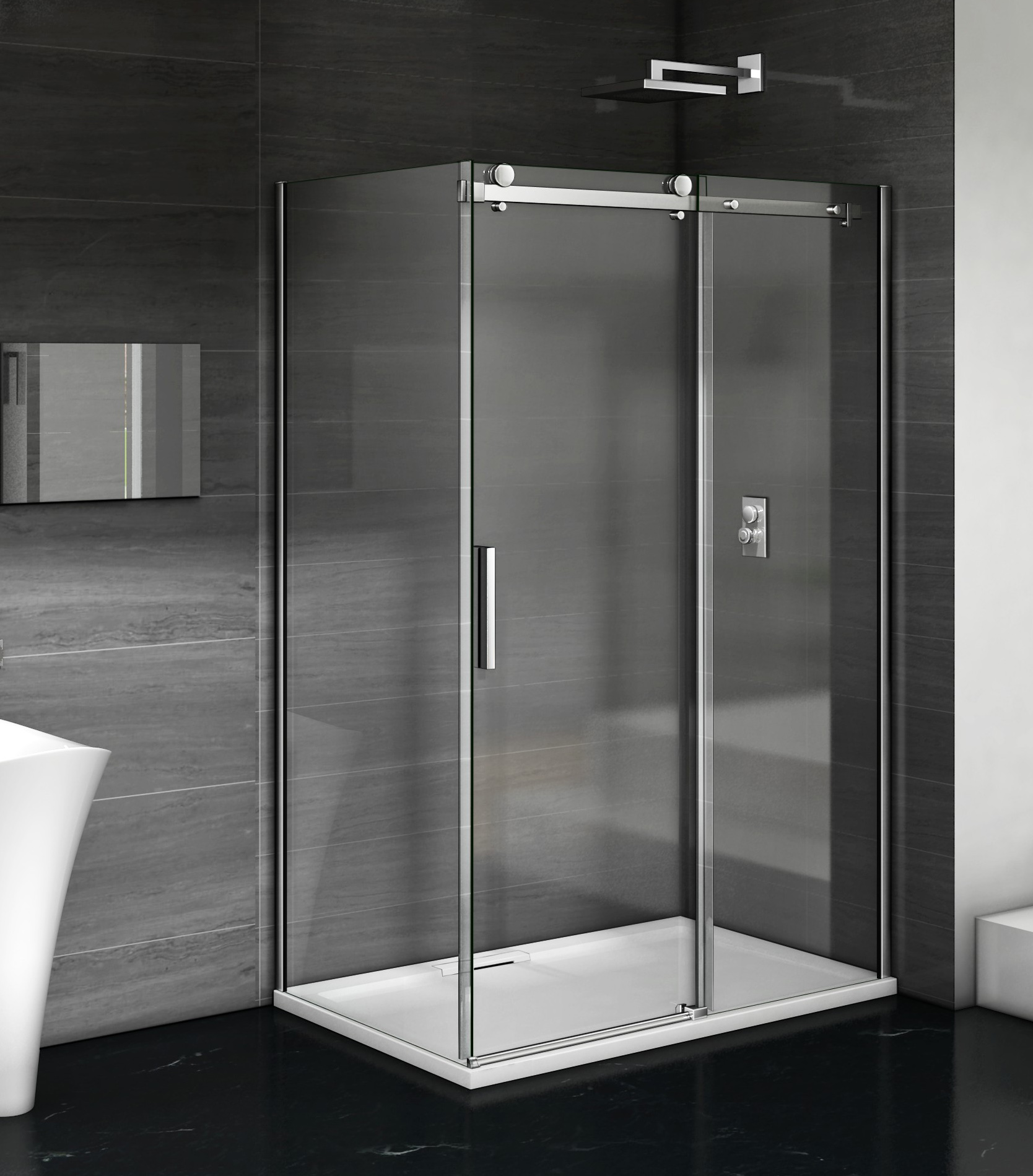 душевой уголок gooddoor galaxy wtw+sp 140x90 стекло прозрачное / профиль хром