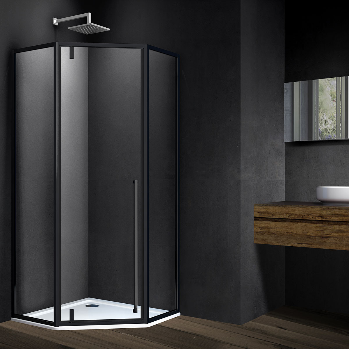 душевой уголок vincea penta vsp-3p100clb 100x100 прозрачное стекло / профиль черный