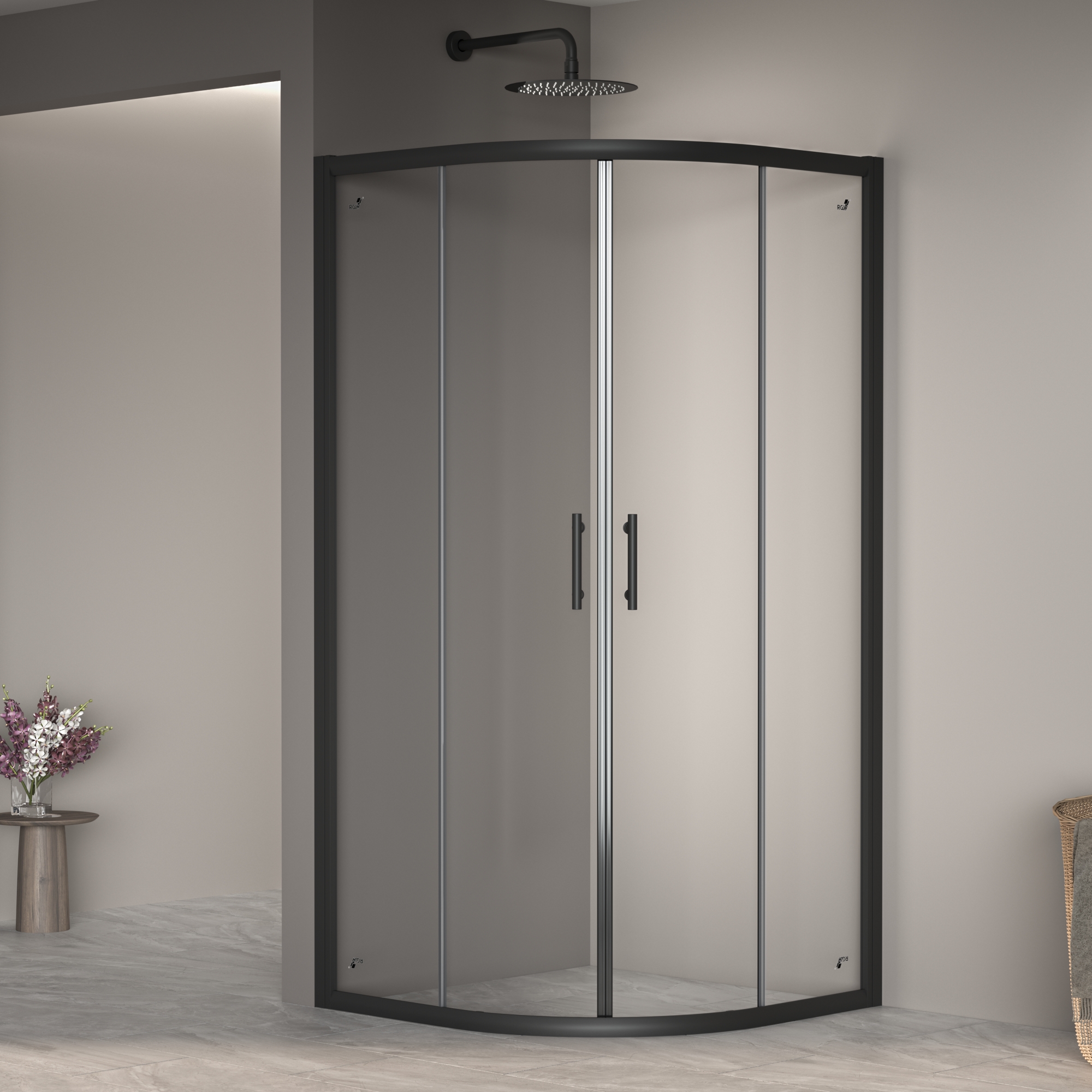 душевой уголок rgw passage pa-51-b 02085100-14 100x100 стекла прозрачные, профиль черный