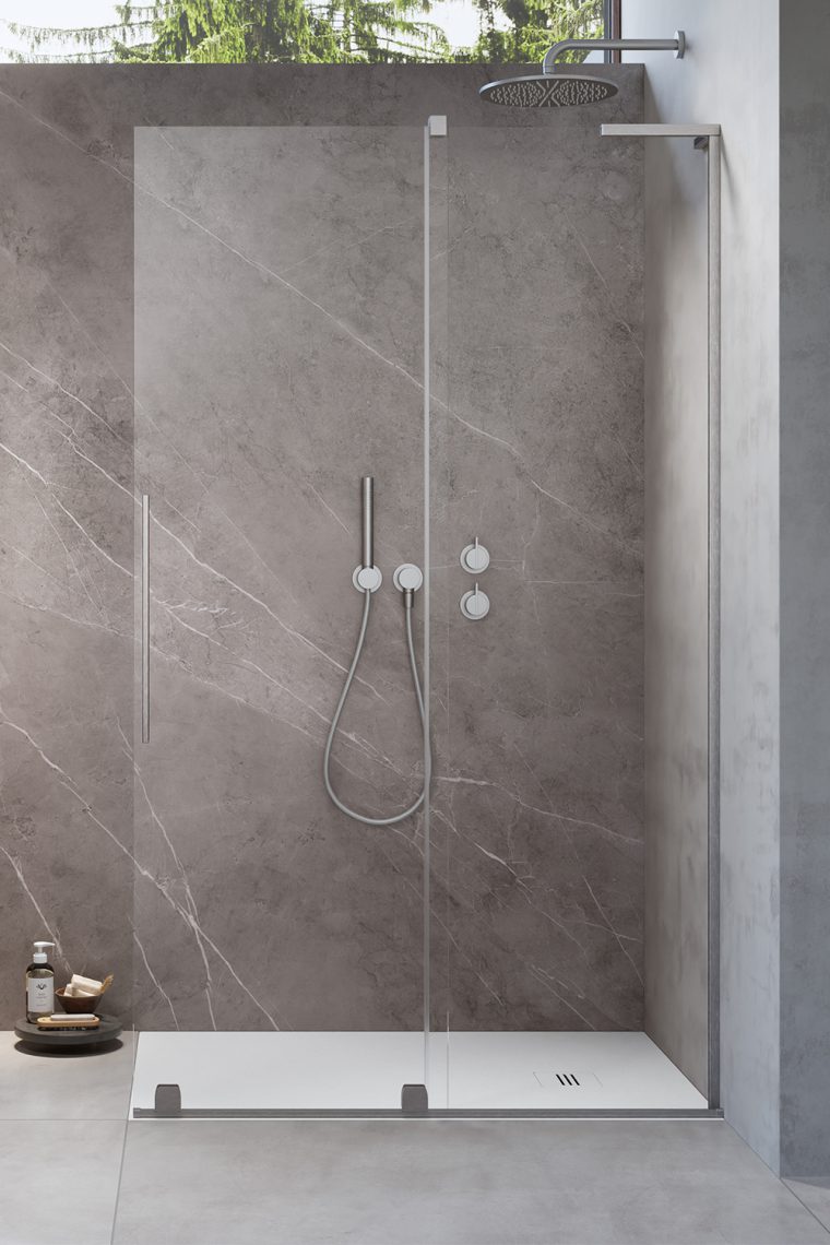 душевой уголок radaway furo sl brushed nickel walk-in r 100x200 стекла прозрачные, профиль брашированный никель