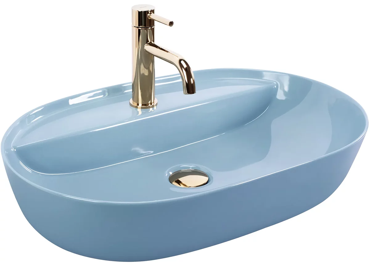 умывальник rea aura 61 l.blue shiny 61x41 голубой глянцевый