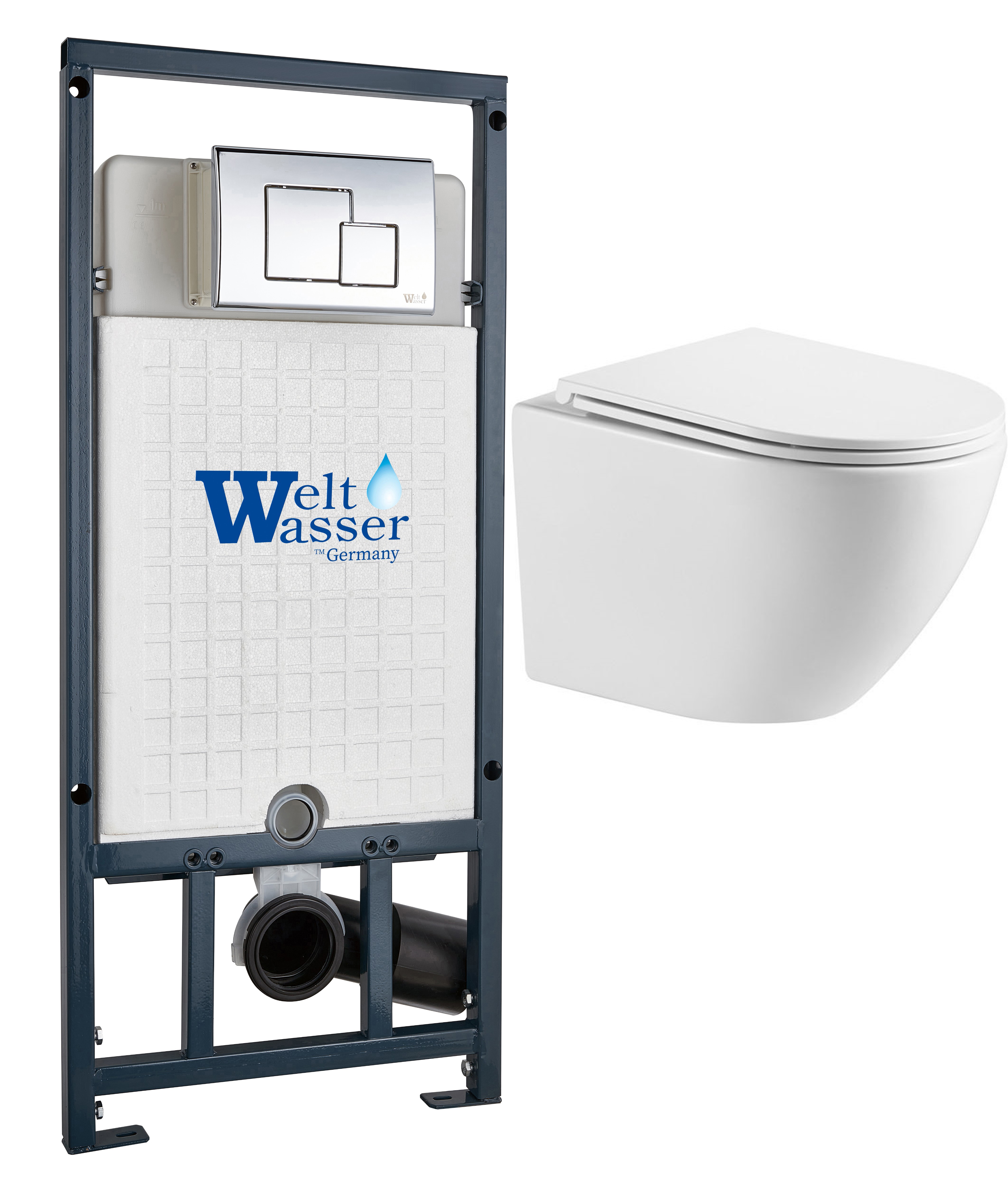 комплект инсталляции welt-wasser marberg 507 с унитазом merzbach 043 gl-wt и клавишей смыва mar 507 se-cr хром
