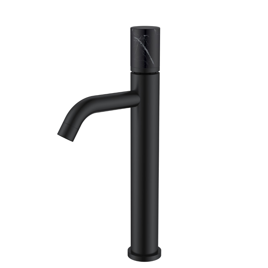 смеситель для умывальника boheme stick 122-b-mr-b black mramor, черный мрамор