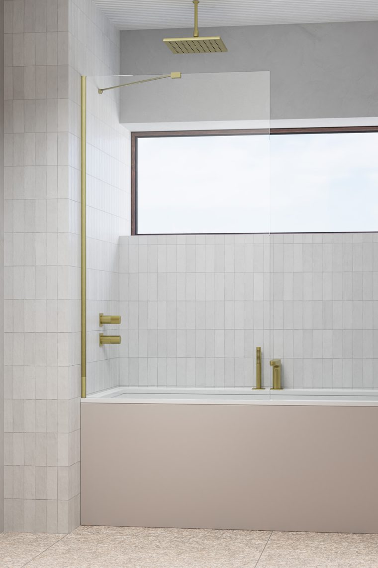 шторка на ванну radaway modo new pnj ii brushed gold 100x150 прозрачное стекло / профиль брашированное золото