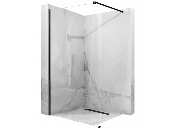 душевой уголок rea walk-in aero black rea-k7580 80x195 стекло прозрачное, профиль черный