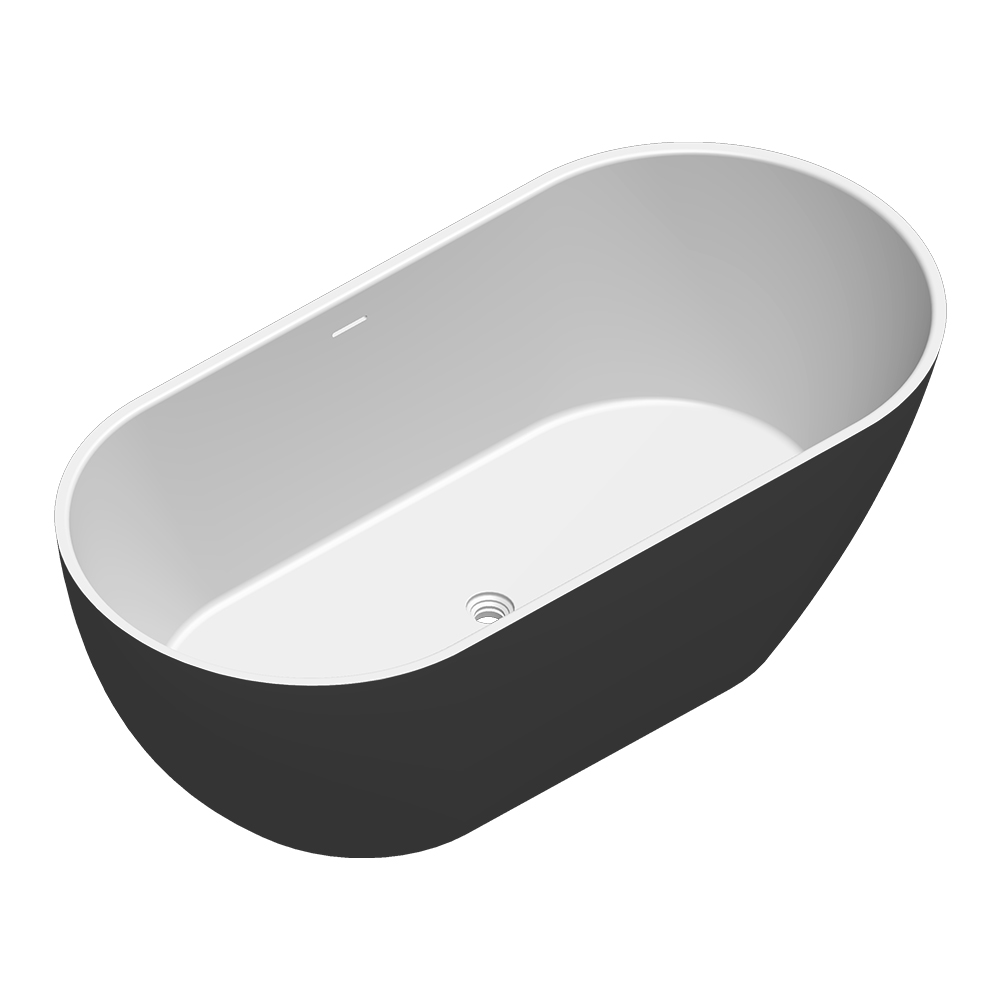 ванна из литьевого мрамора radostone roberta 180x79,5 белая/черная