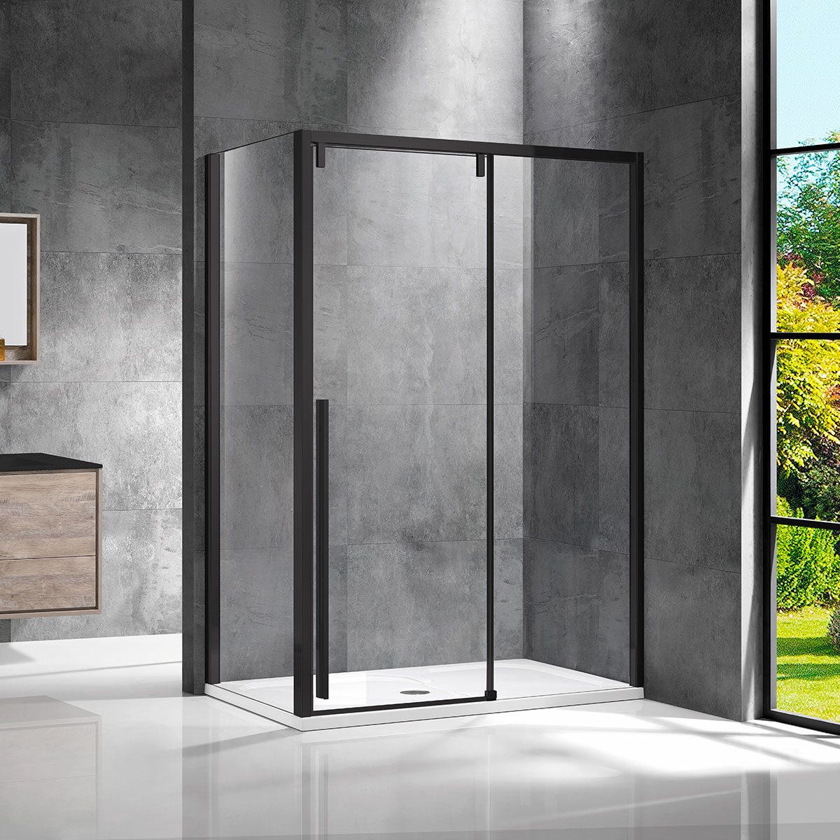 душевой уголок vincea lugano vsr-1l9015clb-1 150x90 прозрачное стекло / профиль черный