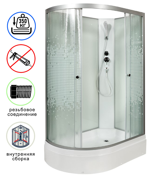 душевая кабина avacan l720rn ava 120x80 без крыши (стекла матовые с рисунком) правая