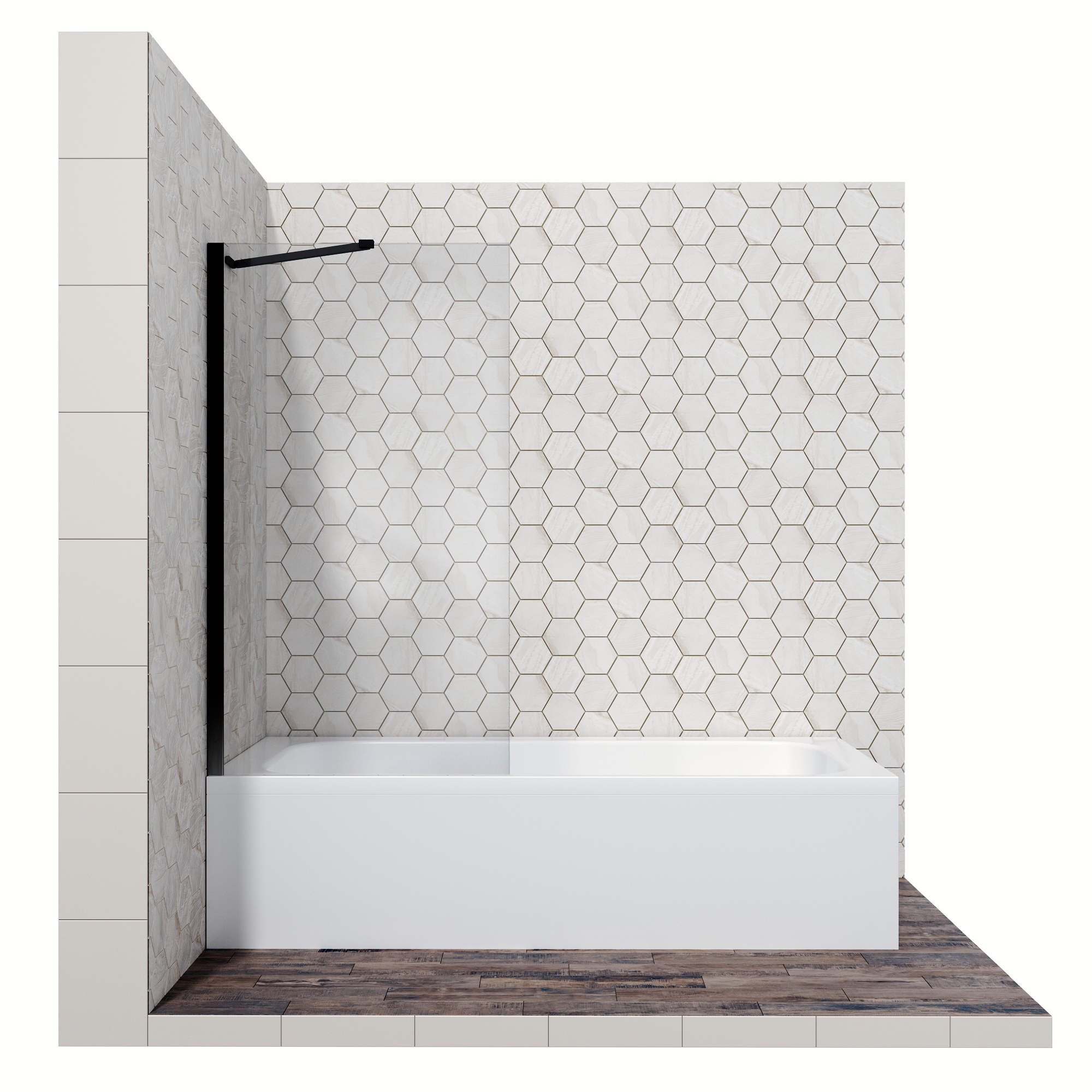 душевая шторка ambassador bath screens 16041206 70x140 с неподвижной дверью (прозрачное стекло / профиль черный матовый)