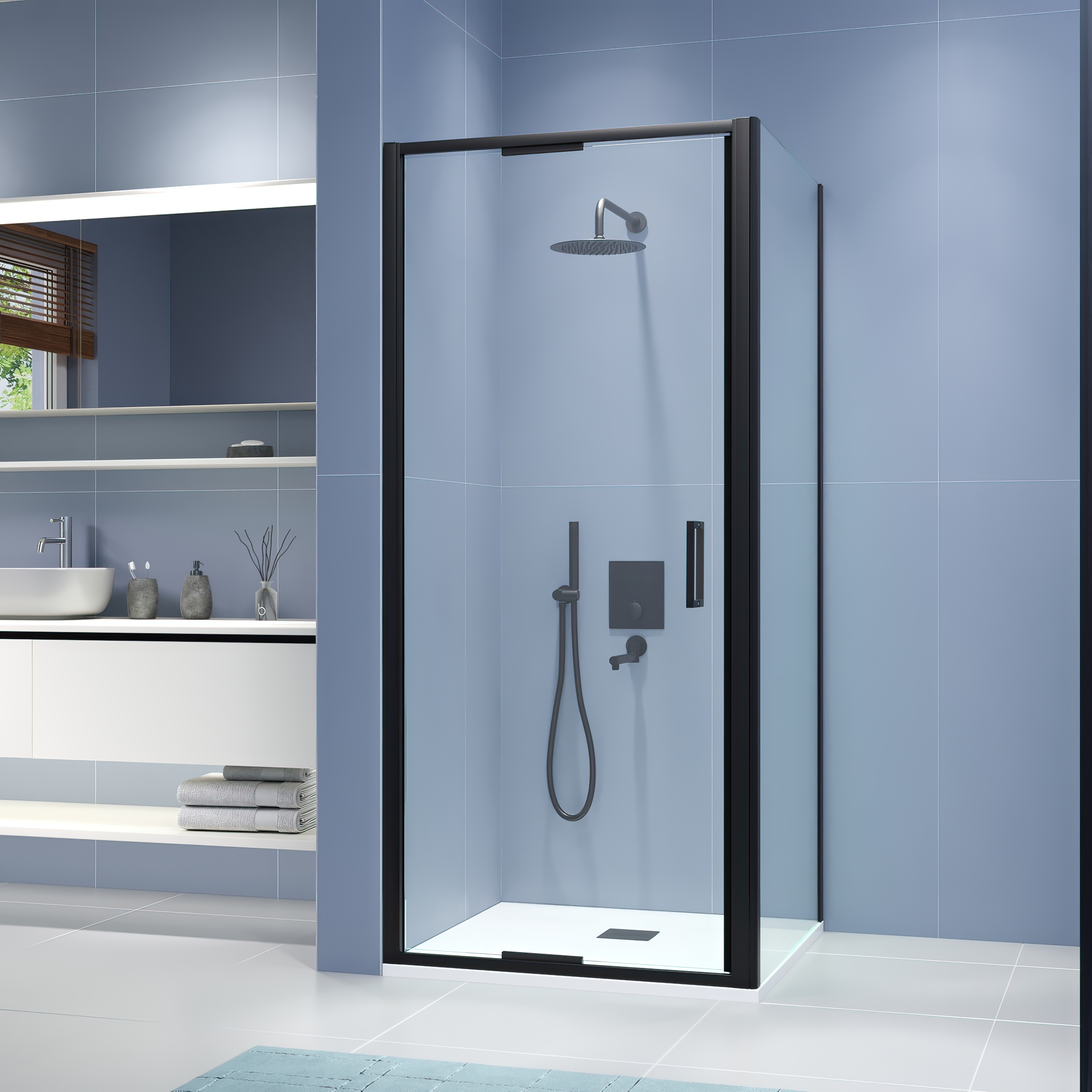 душевой уголок rgw stilvoll sv-145-b 100x90 прозрачное стекло / профиль черный