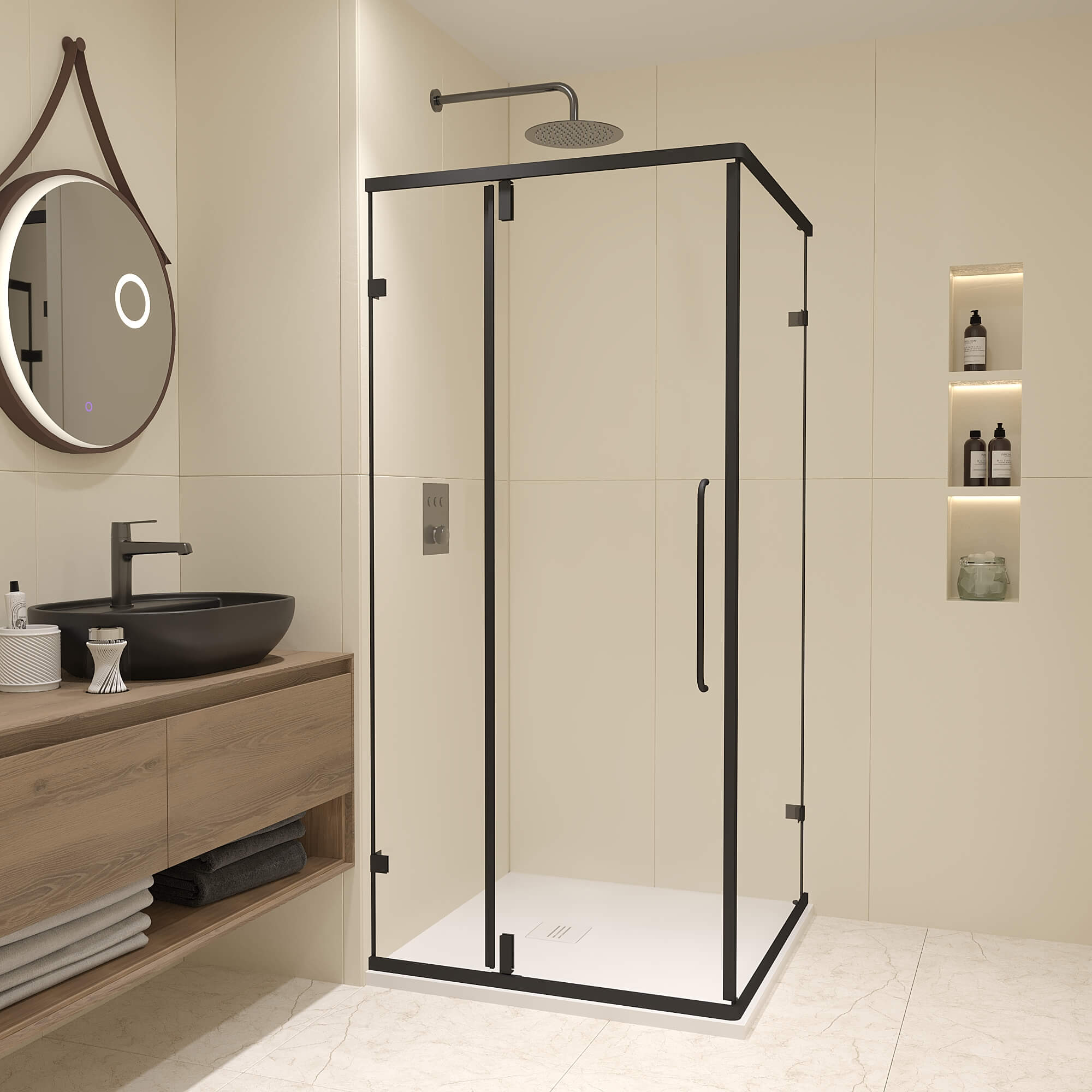душевой уголок rgw classic cl-035b 80x80 прозрачное стекло / профиль черный