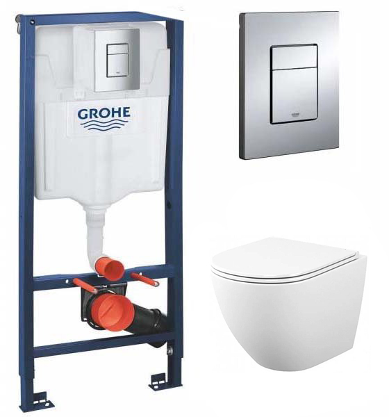 комплект инсталляции grohe rapid sl 38772001 с клавишей смыва хром и унитазом teymi t40102