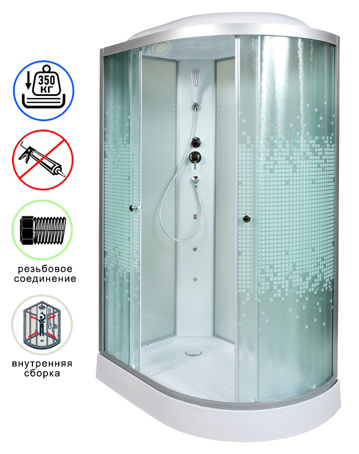 душевая кабина avacan l902lgm ava 120x80 с гидромассажем (стекла матовые с рисунком) левая