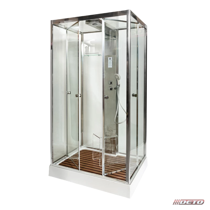 душевая кабина deto z122 espoo steam120x90 с паром, стекла прозрачные, профиль хром