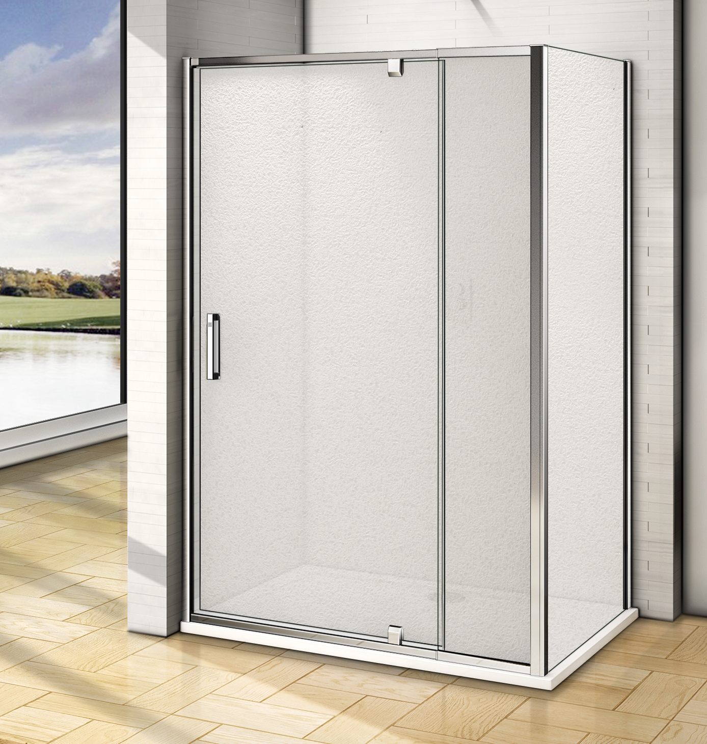 душевой уголок gooddoor orion wtw-pd+sp 130x80 стекло грейп / профиль хром