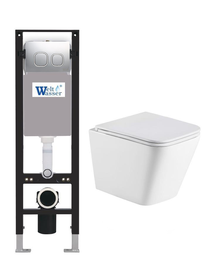 комплект инсталляция welt-wasser amberg 350 для унитаза gelbach 043 mt-wt с клавишей смыва amberg rd-mt cr, матовый хром