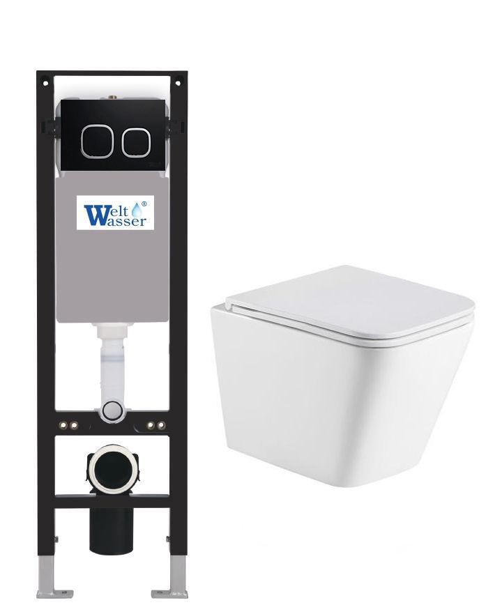комплект инсталляция welt-wasser amberg 350 для унитаза gelbach 043 mt-wt с клавишей смыва amberg rd-bl, черный матовый