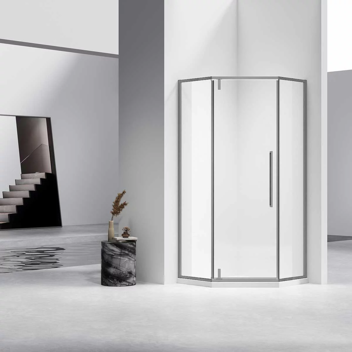 душевой уголок vincea slim-n vsp-4sn900clgm 90x90 прозрачное стекло / профиль вороненая сталь