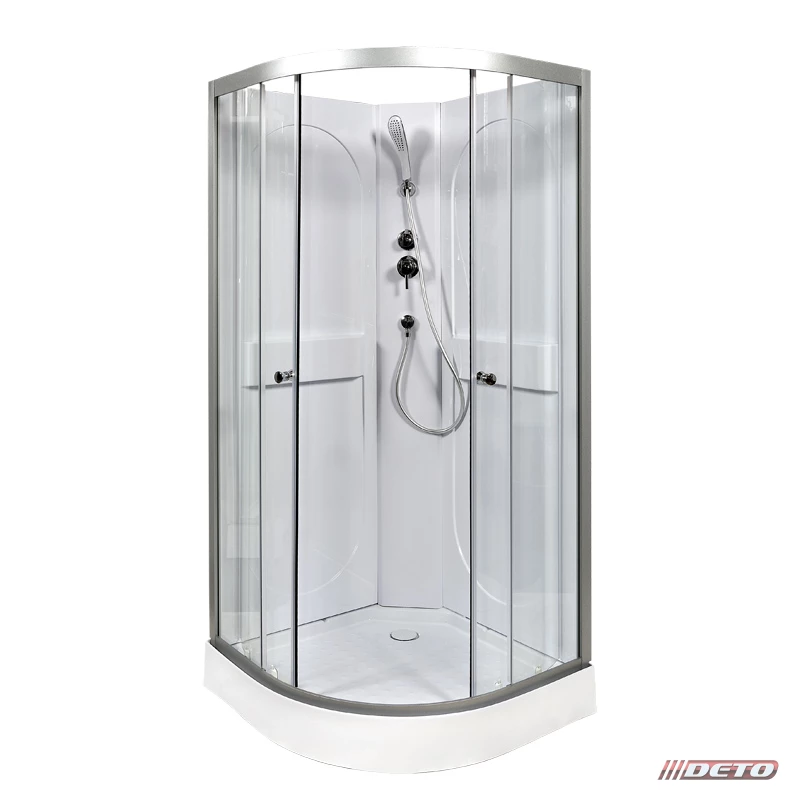 душевая кабина deto l601 n 100x100 без крыши, стекла прозрачные, профиль хром