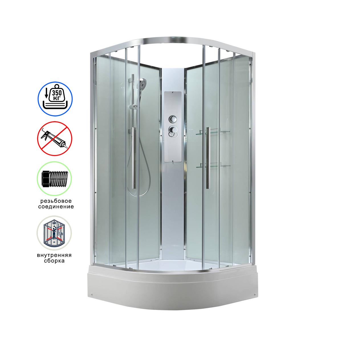 душевая кабина avacan em3010nt ava 100x100 без крыши, стела прозрачные, профиль хром
