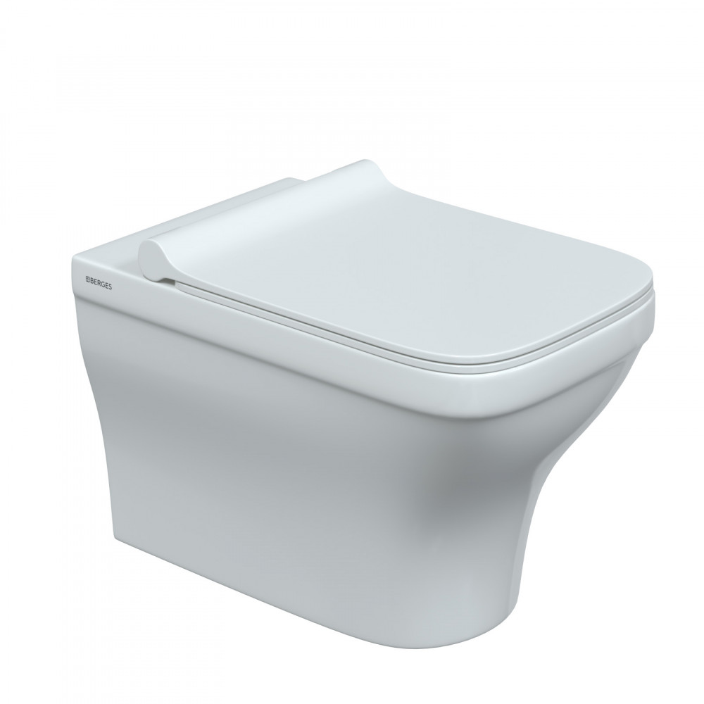унитаз подвесной berges strati rimless 082132 с сиденьем strati slim so, дюропласт, микролифт