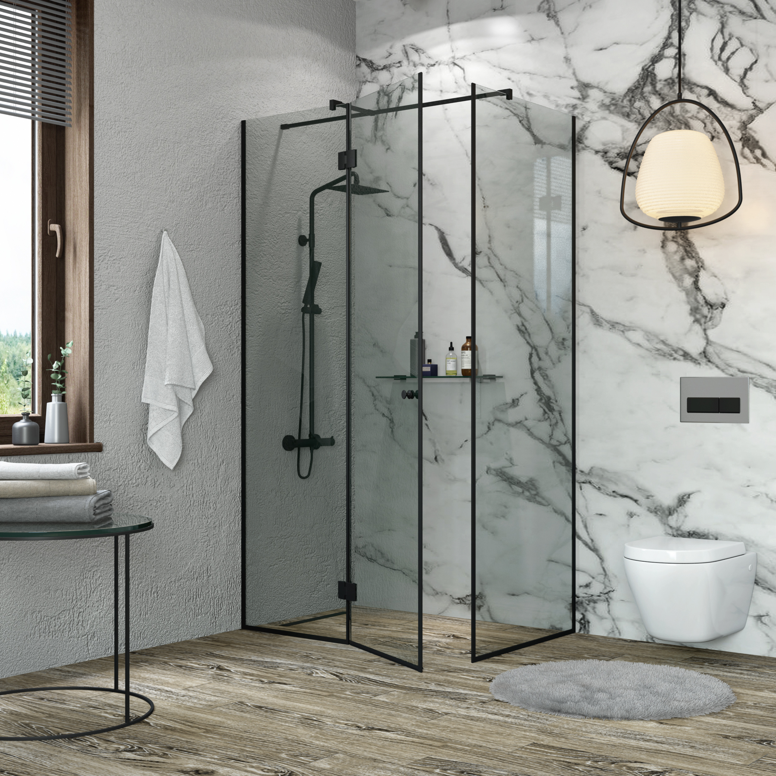 душевой уголок benetto black ben-102 120x80 прозрачные стекла / профиль черный
