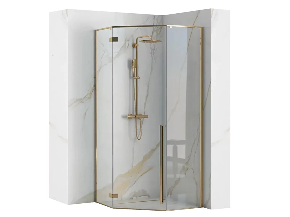 душевой уголок rea diamond gold rea-k6615 80x80 стекла прозрачные, профиль золото