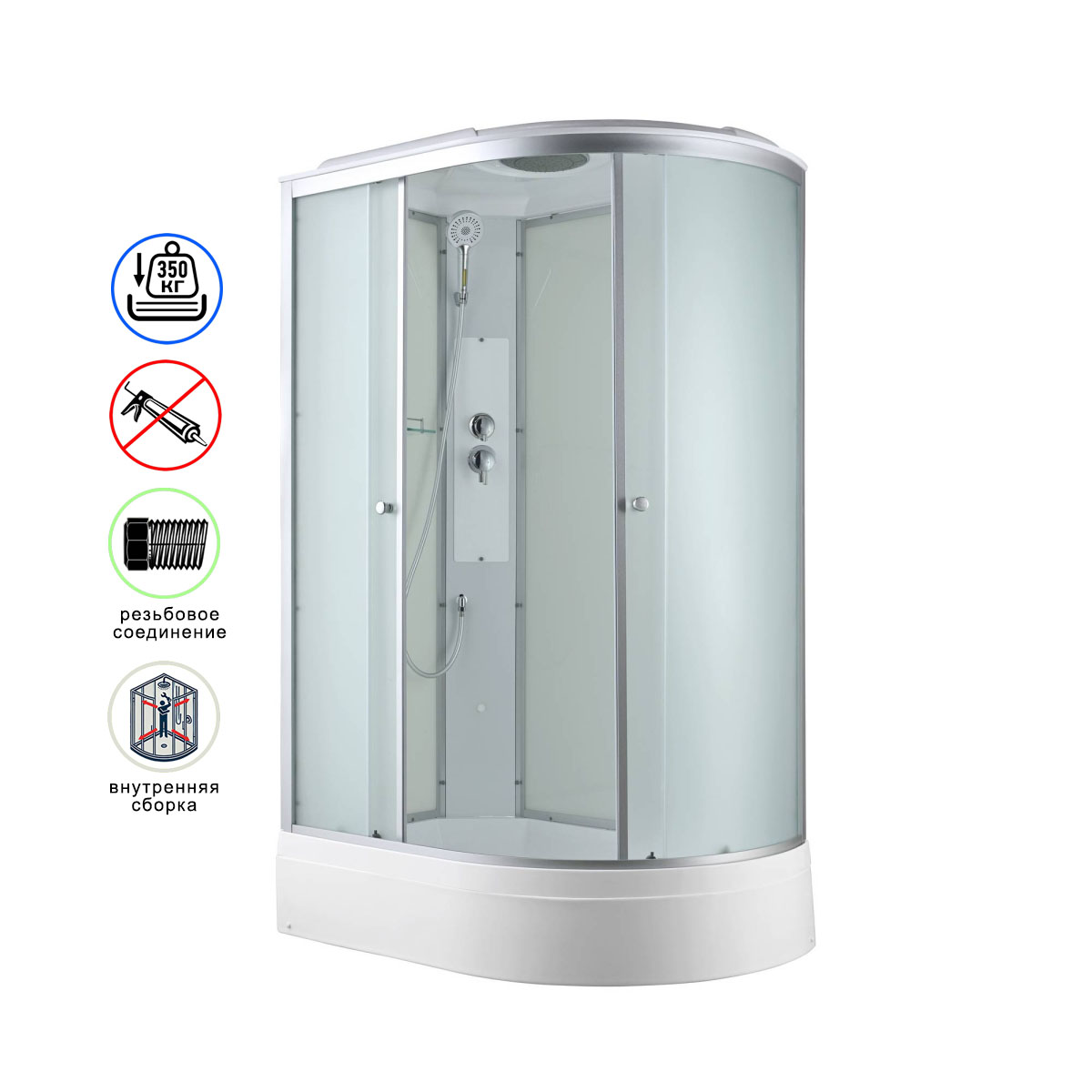 душевая кабина avacan c3012l ava 120x80 стандарт, левая, стекла матовые, профиль хром