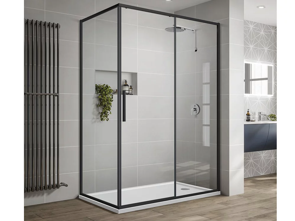 душевой уголок vincea slim-u vsr-2su9012clb 120x90 прозрачное стекло / профиль черный матовый