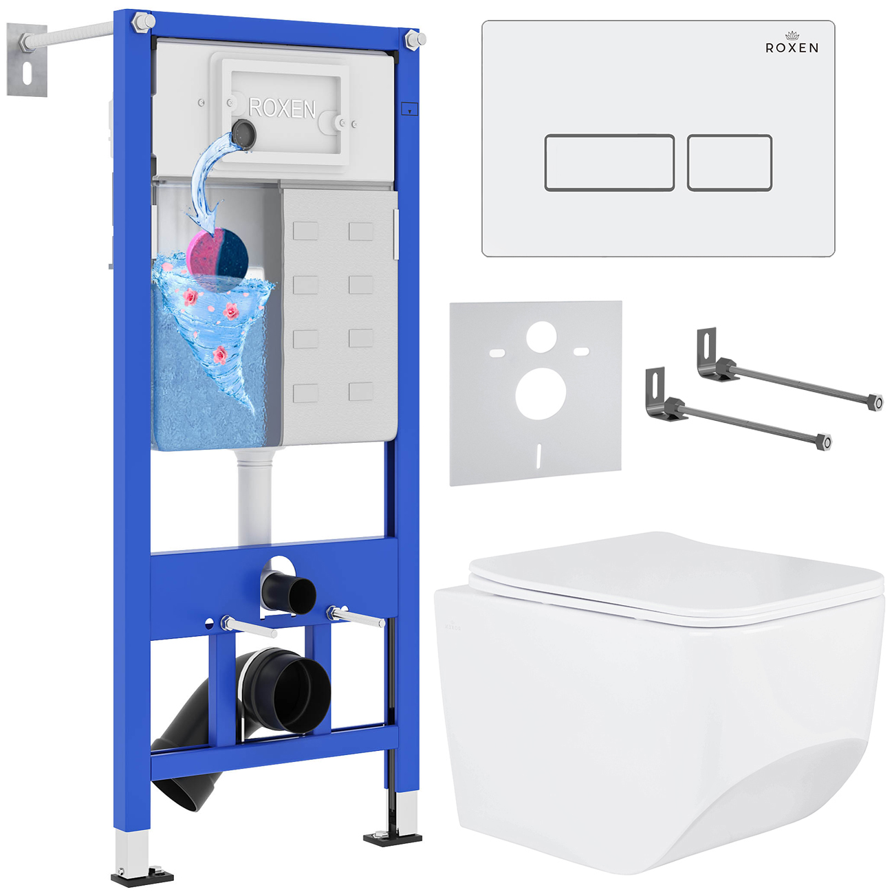 комплект инсталляции roxen stounfix dual fresh 577353 клавиша белый глянцевый